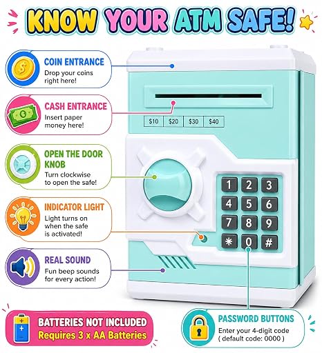 Electronic ATM Password Money Safe Piggy Bank