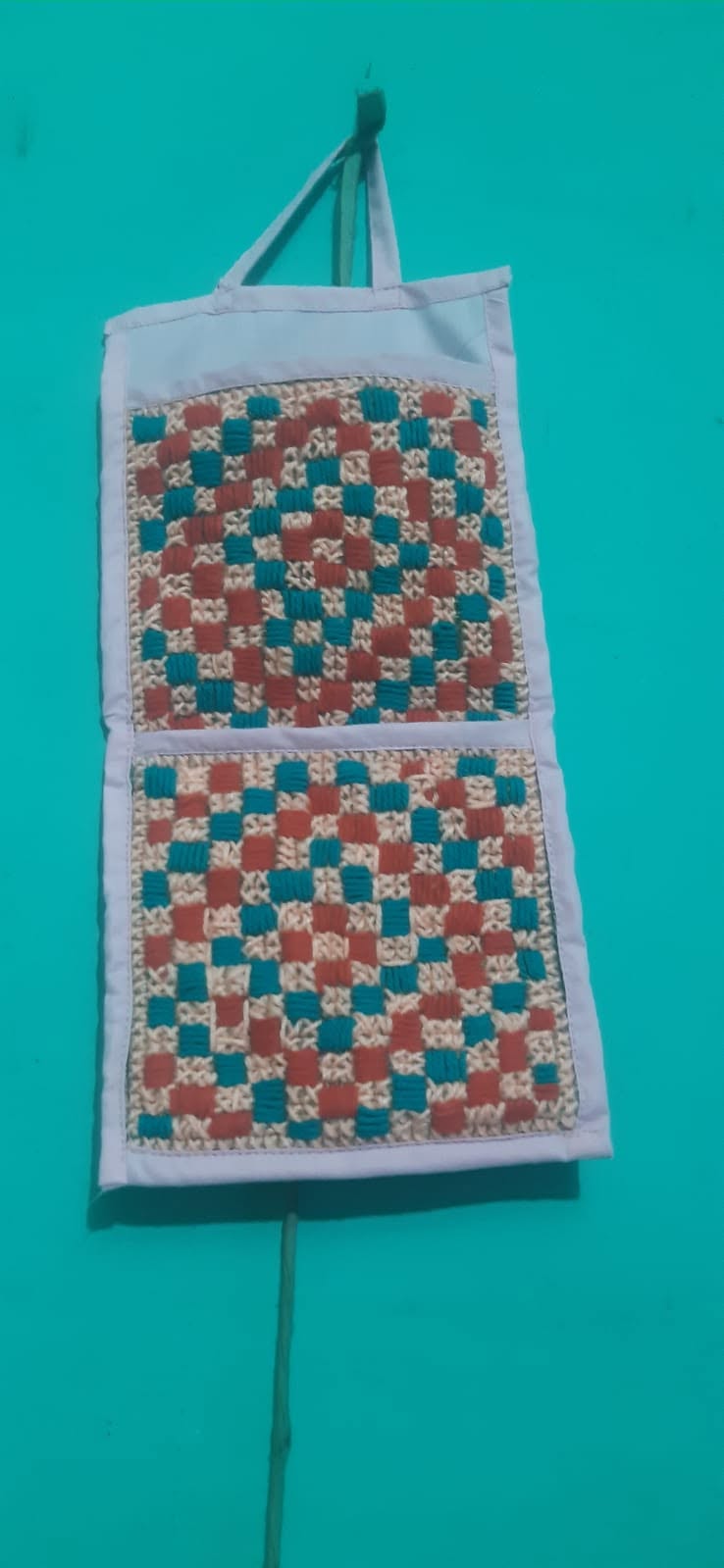 Handmade Embroidered Wall Hanging Organizer