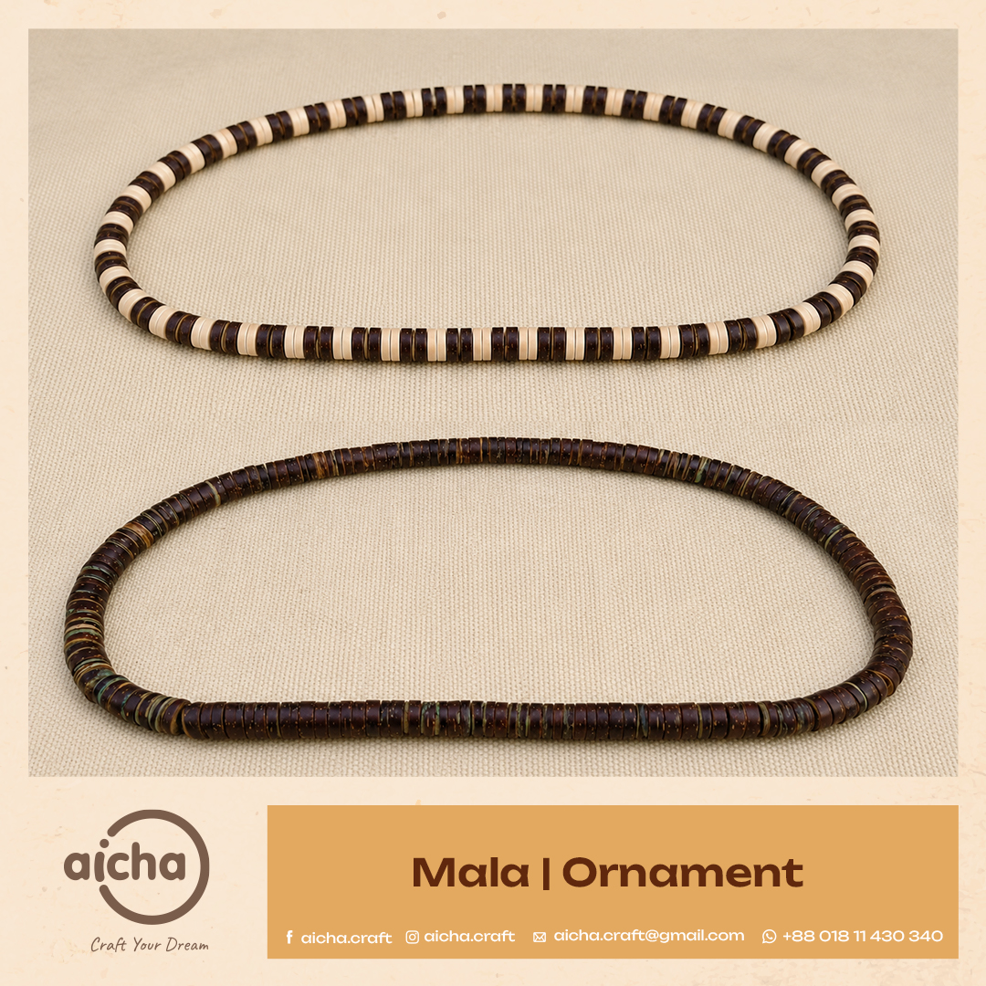 Natural Coconut Shell Bead Necklace/Mala