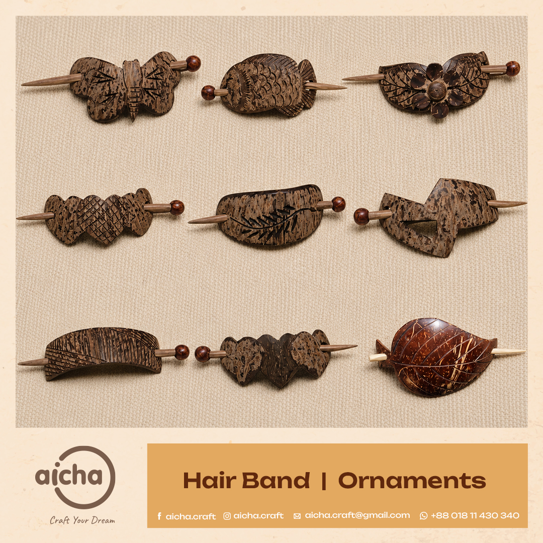 Handmade Coconut Shell Hair Kata Band
