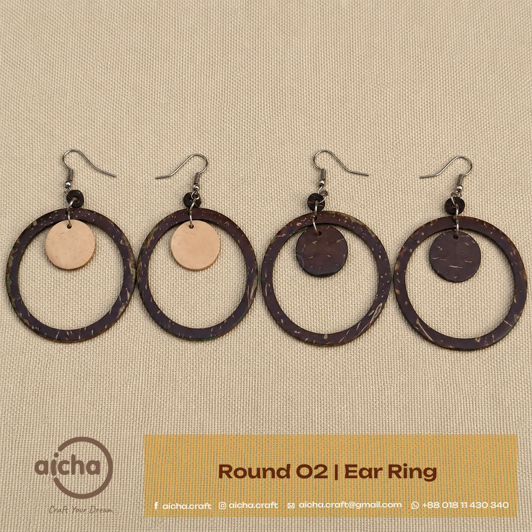 Handmade Coconut Shell Ear Ring